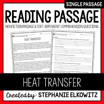 Preview of Heat Transfer Reading Passage | Printable & Digital