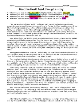 Preview of Convection-Conduction-Radiation Heat Transfer Reading Comprehension Story