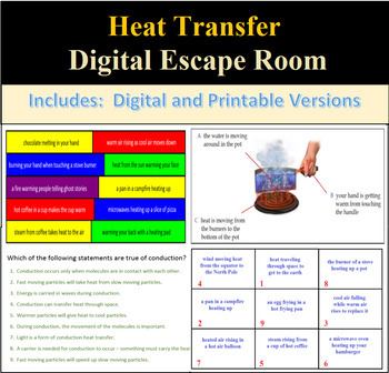 Preview of Heat Transfer Digital Escape Breakout: 4 Delivery Formats - Distance Learning