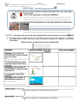 Preview of Heat Transfer (Radiation, Conduction, Convection) Gradual Release Worksheet