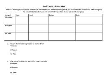 Preview of Heat Transfer - Popcorn Lab