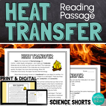Preview of Heat Transfer and Thermal Energy Reading Comprehension Passage