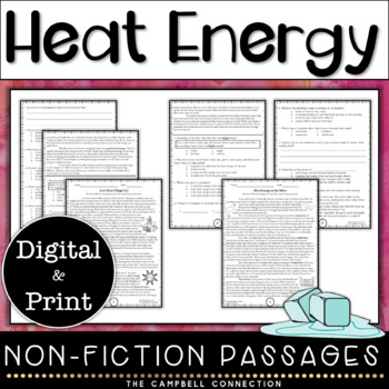 Preview of Heat Transfer Reading Comprehension Passages | Energy