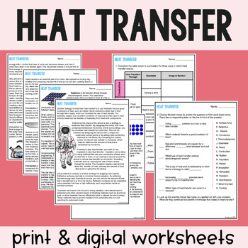 Preview of Heat Transfer - Reading Comprehension Worksheets