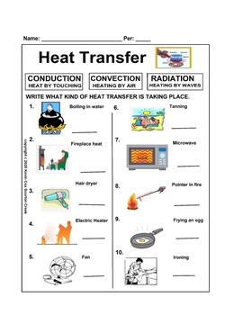 Conduction Convection And Radiation Worksheet Teaching Resources TPT