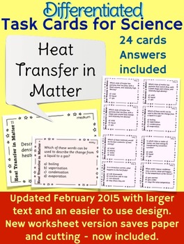 Preview of Heat Transfer in Matter Task Cards