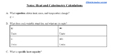 Heat and Calorimetry Calculations Guided Notes