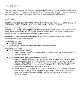 Preview of Heat and Energy Mini Research Project