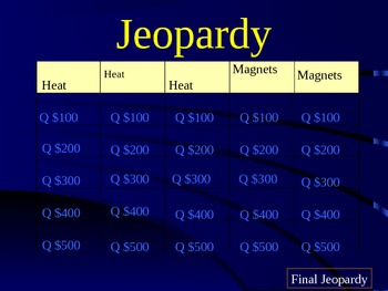 Preview of Heat and Magnet Jeopardy Powerpoint Review CRCT Game