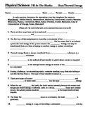 Heat and Thermal Energy - Worksheet - Fill in the Blank