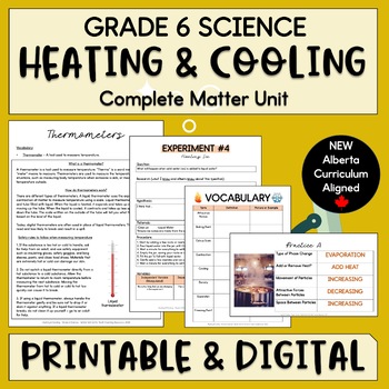 Preview of Heating & Cooling Unit - Grade 6 Matter - NEW Alberta Science Curriculum Aligned
