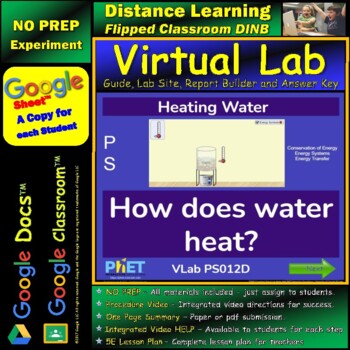Preview of Heating Water STAR* Virtual Lab Google Docs™ DINB