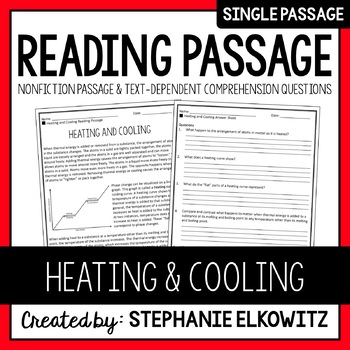 Preview of Heating and Cooling (Heating Curves) Reading Passage | Printable & Digital