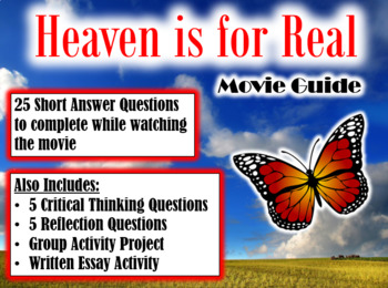 Preview of Heaven is for Real Movie Guide (2014) - Movie Questions with Extra Activities