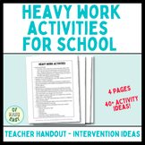 Heavy Work Activities for School Teacher Handout with Inte