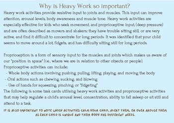 Preview of Heavy work and Proprioceptive activity cards