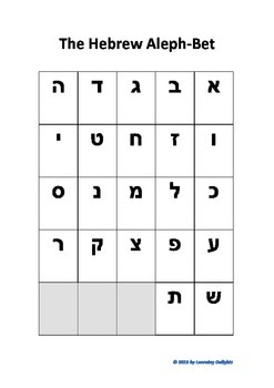 Preview of Hebrew Aleph-Bet Beginner Chart