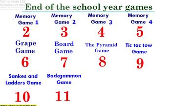 Preview of Hebrew End of the year games