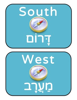 Preview of Hebrew/English Cardinal Directions Classroom Posters
