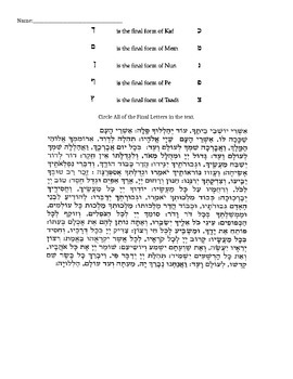 Preview of Hebrew Final Letters Practice Worksheets