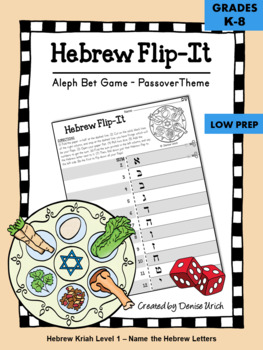 Preview of Aleph Bet/ Alef Beis Hebrew Flip-It Game (Passover Theme) Distance Learning