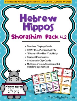 Preview of Hebrew Hippos Shorashim (Roots) Activities - Parshat Vayishlach L"G