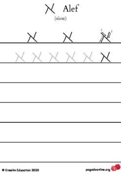 Preview of Hebrew Letter Writing Practise Sheets Sample - Alef!