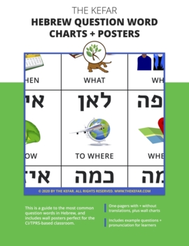 Preview of Hebrew Question Word Charts + Posters