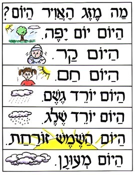 Preview of Hebrew Weather Poster with Sentence Strips