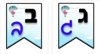 Preview of Hebrew letters- Block and script- hot air balloon theme