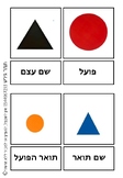 Hebrew parts of speech montessori 5 parts cards. כרטיסיות 