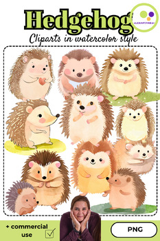 Preview of Hedgehog Clipart | Hedgehog Class | Illustrations | Watercolor