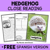 Hedgehog Close Reading Comprehension Passage Activities + 