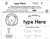 Hedgehog - Editable Name Booklet w/ Beginning Letter - 3 Pg *sp1