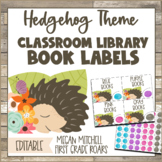 Hedgehog Theme Classroom Decor LIBRARY BOOK LABELS with Sh