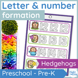 Hedgehog letter formation and number formation practice fo