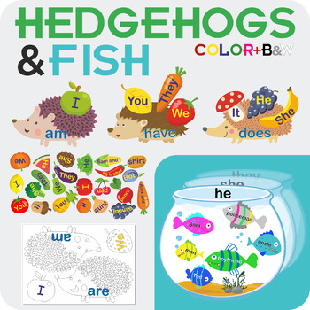 Preview of Hedgehogs And Fish Pronouns+Verbs