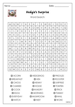 Hedgie’s Surprise by Jan Brett Word Search by MsZzz Teach | TPT