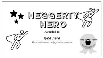 Preview of Heggerty Hero Certificate