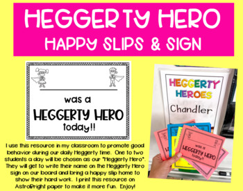 Preview of Heggerty Hero Happy Slips & Sign