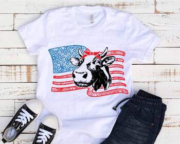 Preview of Heifer Zentangle american flag SVG USA Fourth of July Bandana Cow Farm 1456S
