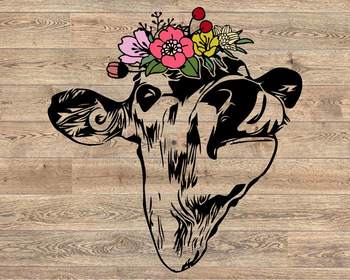 Download Heifer Svg Cow Floral Please Crazy Flower Roses Today Baby 1395s By Hamhamart