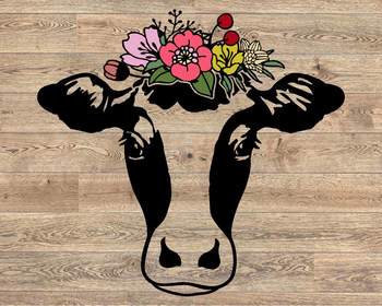 Download Heifer Svg Cow Floral Please Crazy Flower Roses Today Baby 1397s By Hamhamart