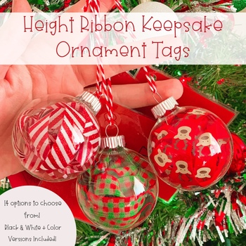 Height Ribbon Ornament Keepsake Tag - 4th Grade Version by Teach w Heath