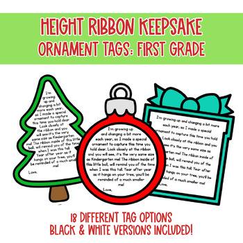 Height Ribbon Ornament Keepsake Tag - First Grade Version
