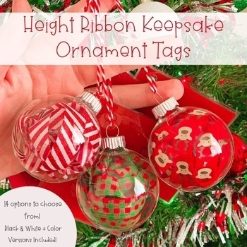 Height Ribbon Ornament Keepsake Tag: PreK-5th Grade Version by Teach w Heath