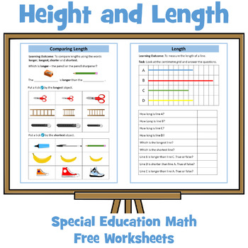 Preview of Height and Length Worksheets Special Education Math