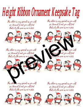 Preview of Height ribbon keepsake ornament tags