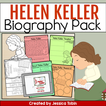 Preview of Helen Keller Activities Biography Set - Women's History Month Biography Project