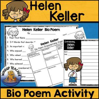 Preview of Helen Keller Biography Poem Activity and Writing Paper